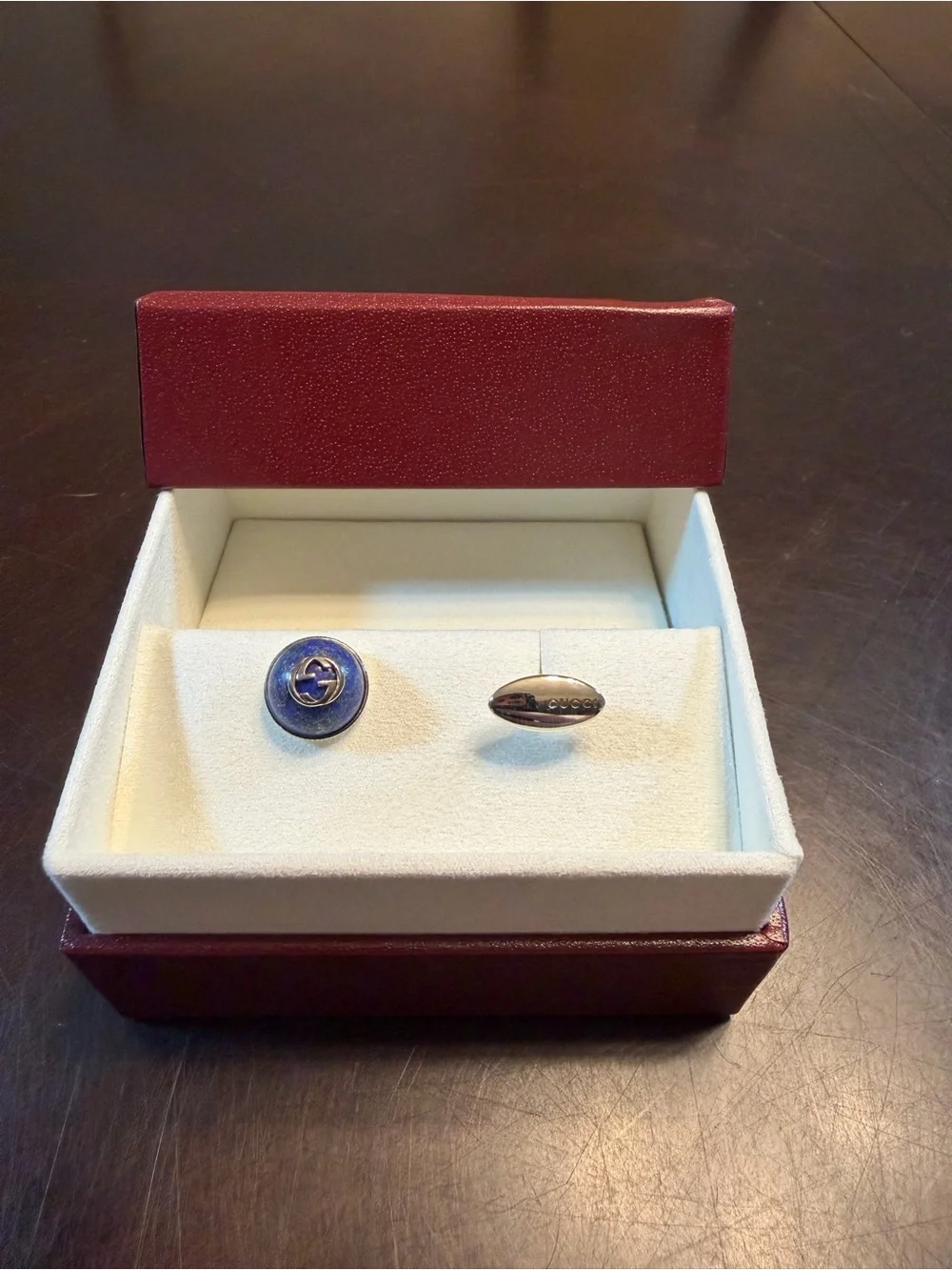 New Authentic Gucci GG Logo Lapis Azuli Sterling Silver Cufflinks